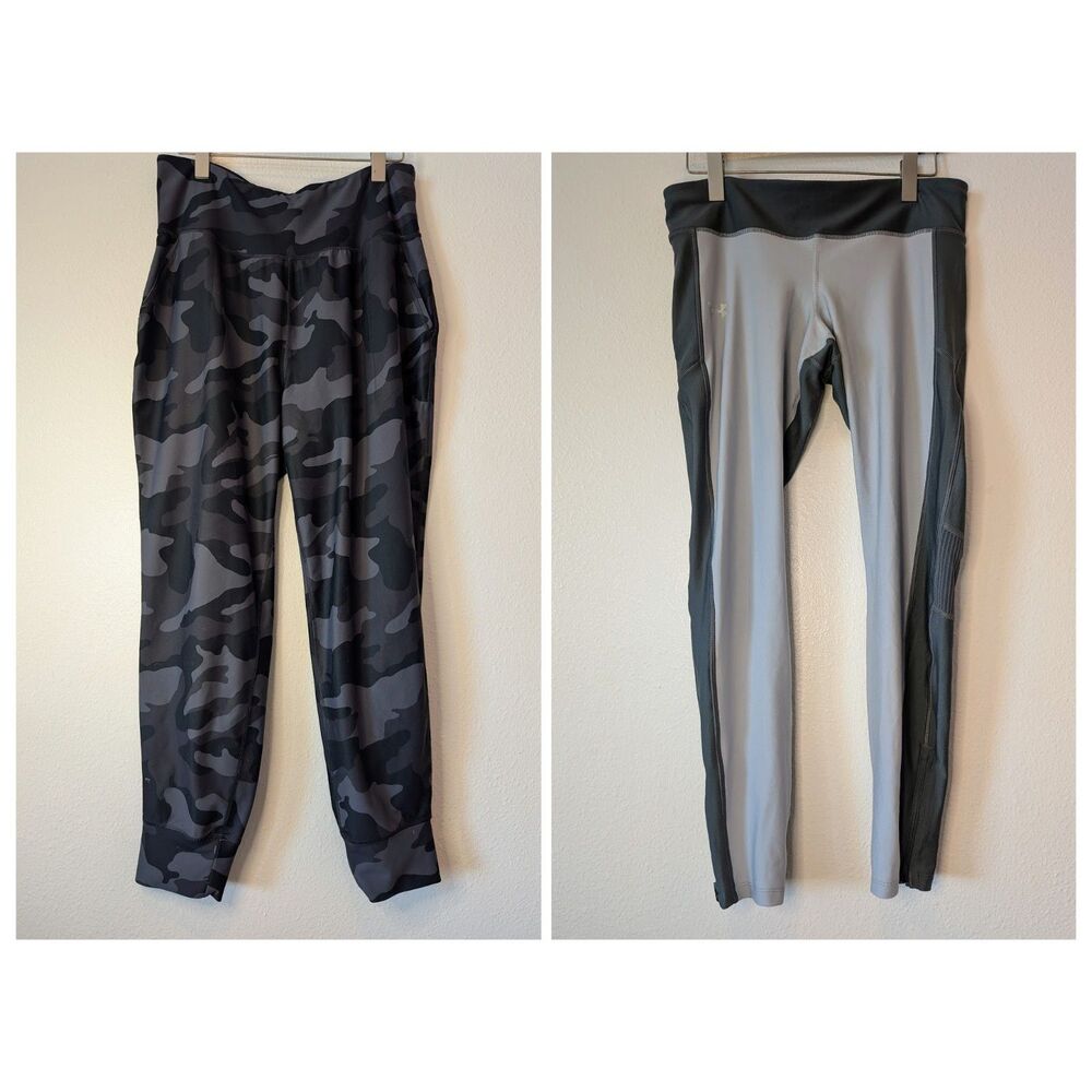 Lot of 2 XL Active Leggings Old Navy Camo & Under Armour HeatGear